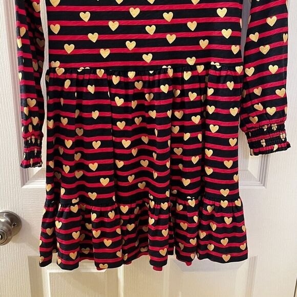 Crewcuts J Crew Navy Red Striped Gold Hearts Dress Girls Size Medium 8-9 NWT - Picture 11 of 11
